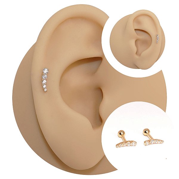 Piercing Microbell Cascata Ouro 18K Five Curve