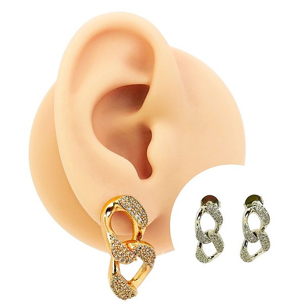 Brinco Folheado Zircônias Corrente