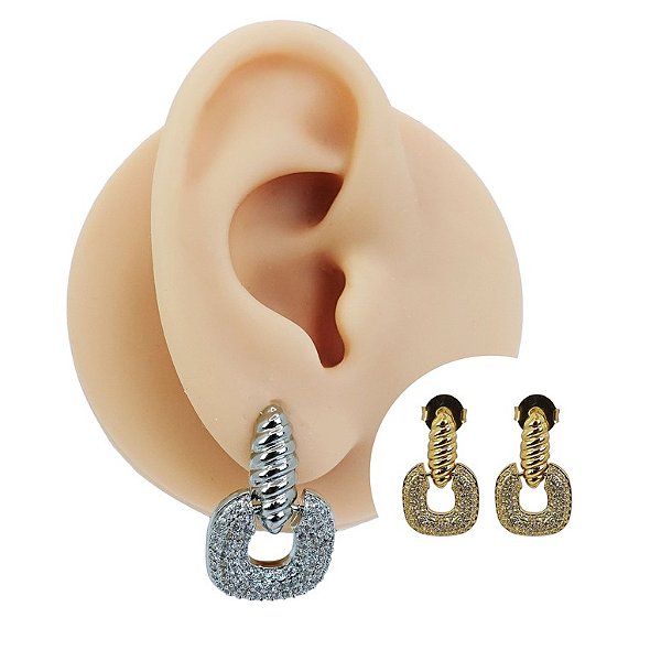 Brinco Folheado Zircônia Glouw Detalhes