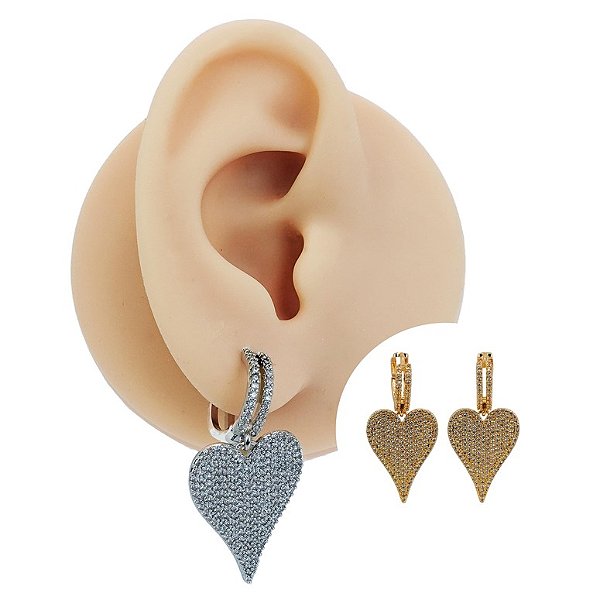 Brinco Argola Clicker Folheado Coração Radiante