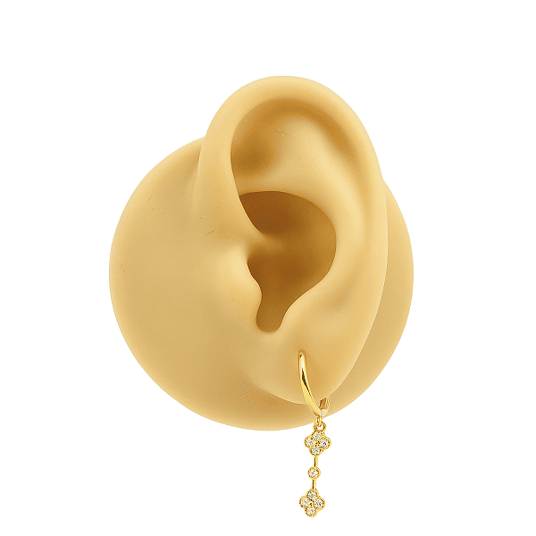 Brinco Argola Folheado Clicker Trevo Duo