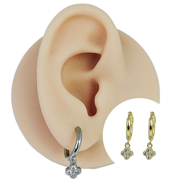 Brinco Argola Folheado Clicker Trevo