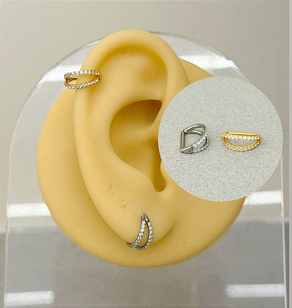 Piercing Argola Clicker em Titânio Half Lateral Duplo