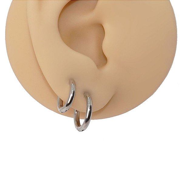 Brinco Argola Clicker em Aço Lisa