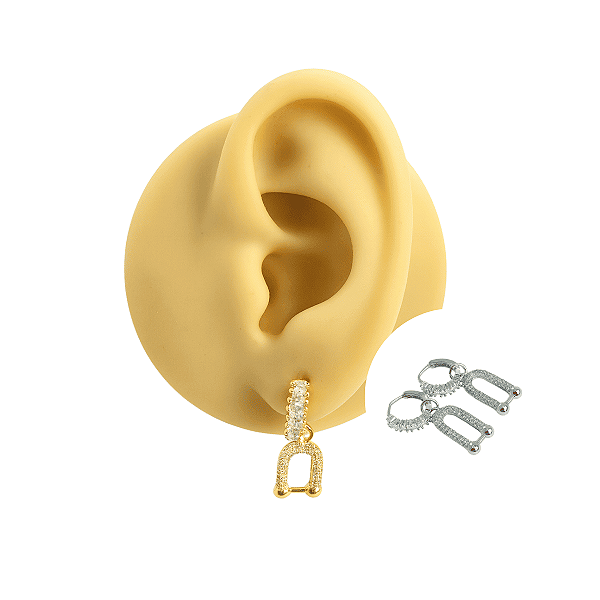 Brinco Folheado Clicker Argola Pingente Zircônias