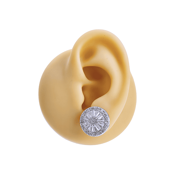 Brinco Folheado Redondo Brilhante Zircônias