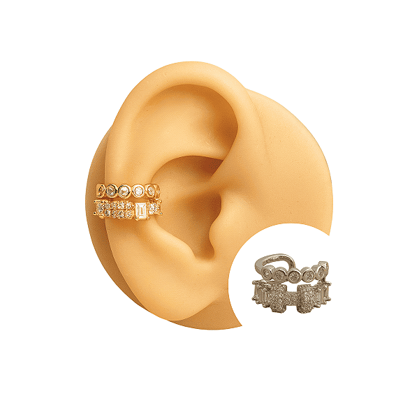 Piercing Argola Folheado Fake Detalhes Zircônias