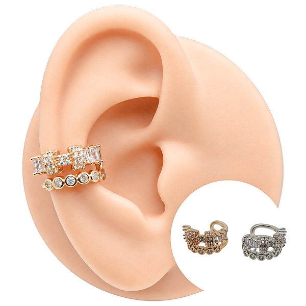 Piercing Argola Folheado Fake Detalhes Zircônias