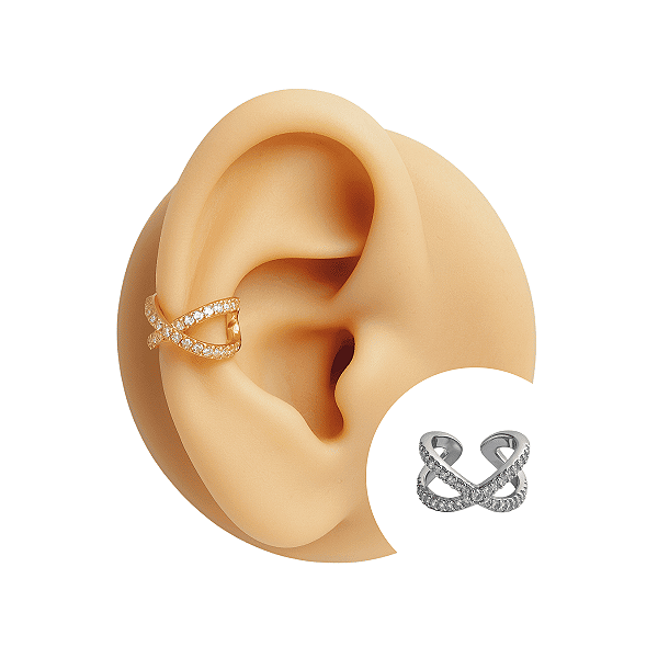 Piercing Argola Folheado Fake Zircônias Infinite