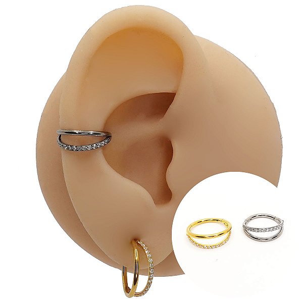 Piercing Argola Clicker em Titânio PVD Lateral Duplo