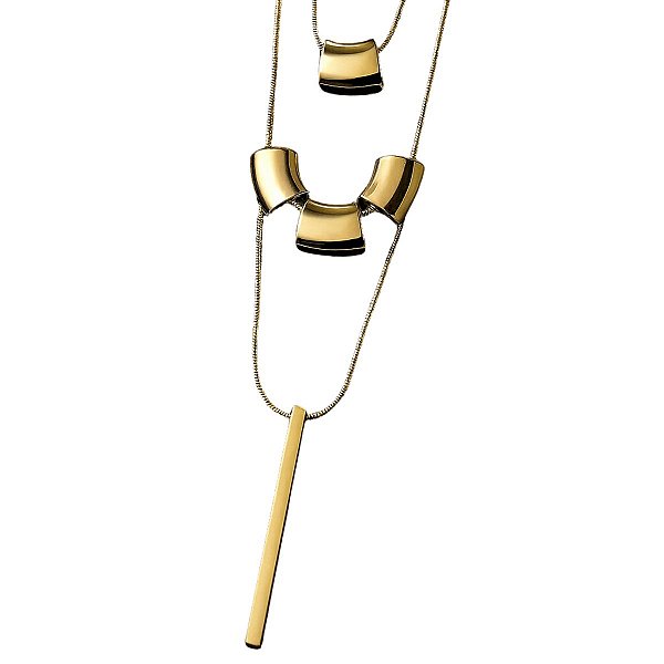 Colar Gargantilha Folheado Trio Barras