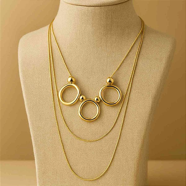 Colar Gargantilha Folheado Circle Organic