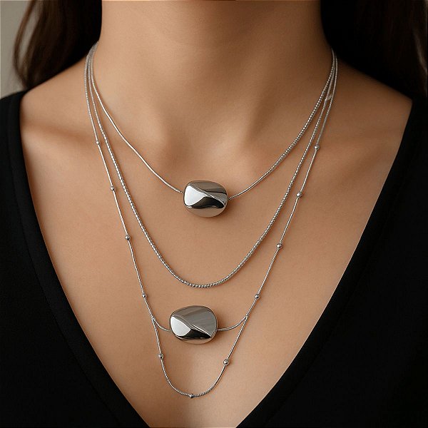 Colar Gargantilha Folheado Organic