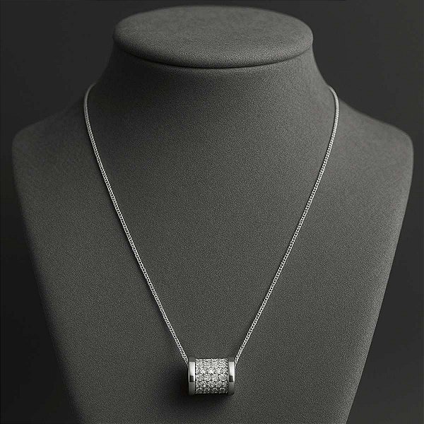 Colar Gargantilha com Zircônia Folheado Berloque