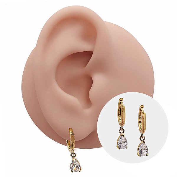 Brinco Argola Folheado Diamond Drop