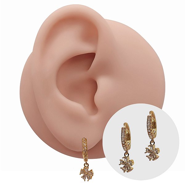 Brinco Folheado Five Flor Zircônia