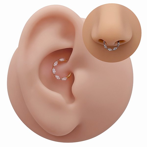 Piercing Argola Clicker em Titânio Zircônias Navete