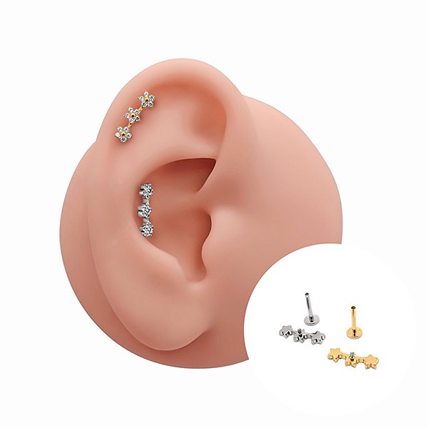 Piercing Cascata em Titânio Três Flores