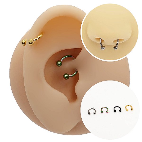 Piercing Ferradura em Aço PVD Colors