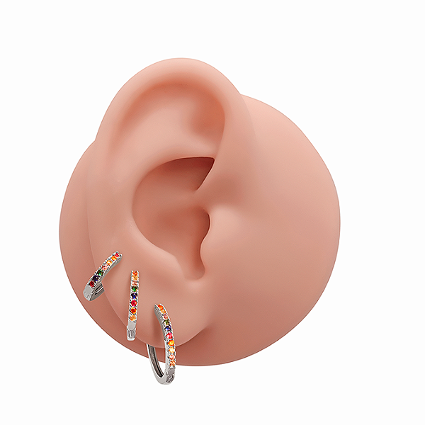 Mix Brincos Folheado Argolas Color Slim Zircônias