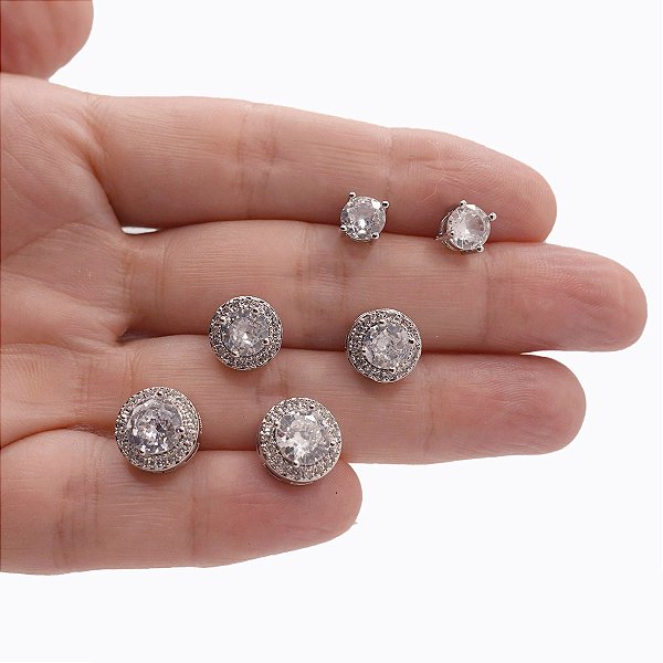 Mix Brincos Folheado Redondo Lady Zircônias