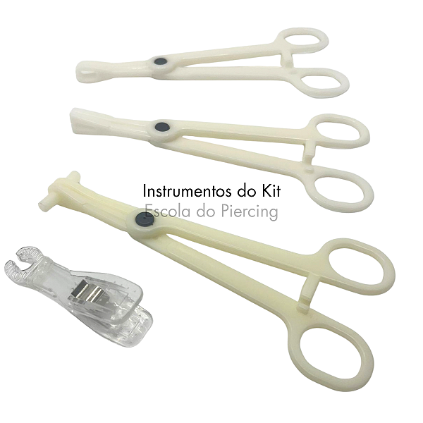 Kit de Pinças Descartáveis em Plástico para Piercings