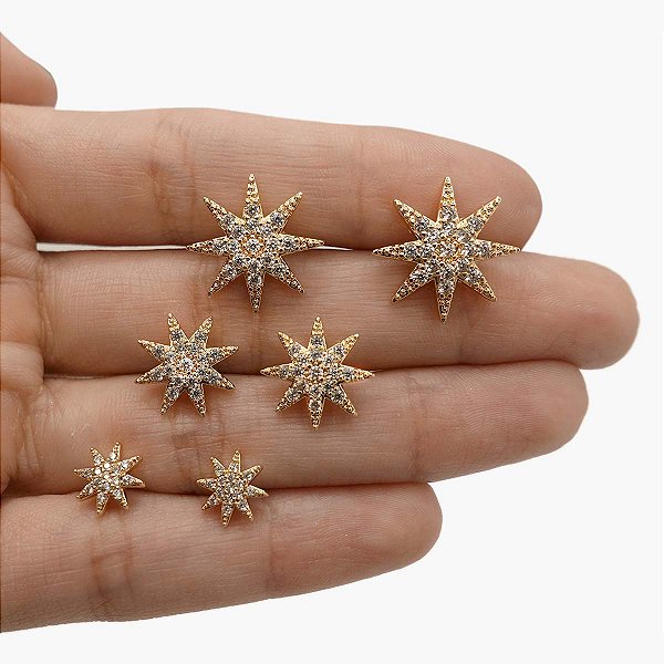 Brinco Folheado Zircônia Estrela