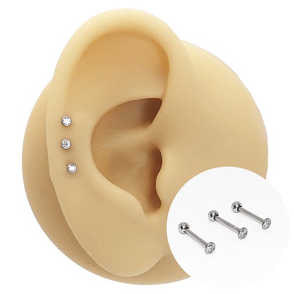 Piercings Australianos em Aço JP com Zircônia 0,8mm