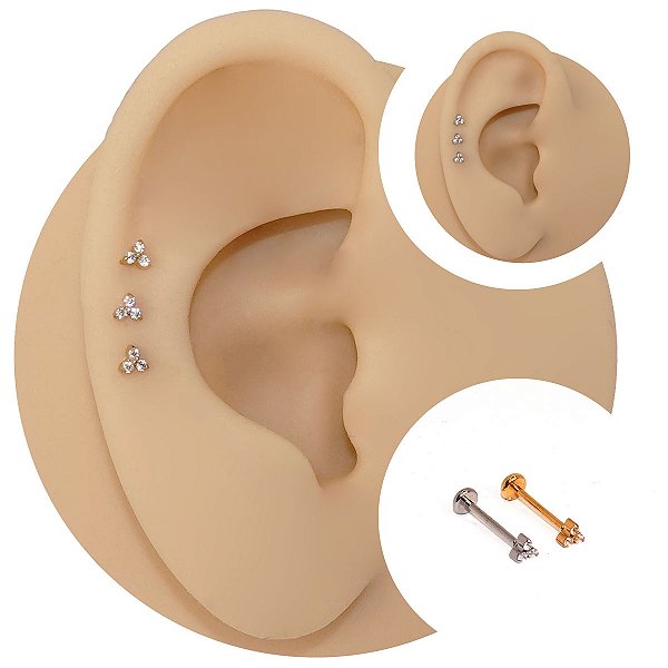 Piercing Australiano Labret em Titânio Mini Trinity