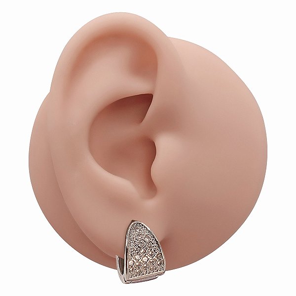 Brinco Argola Folheado Oval Hillary Zircônia