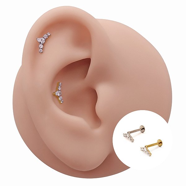 Piercing Cascata em Titânio com Zircônias Navete