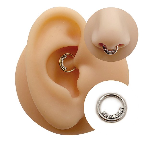 Piercing Argola em Aço Sete Zircônia