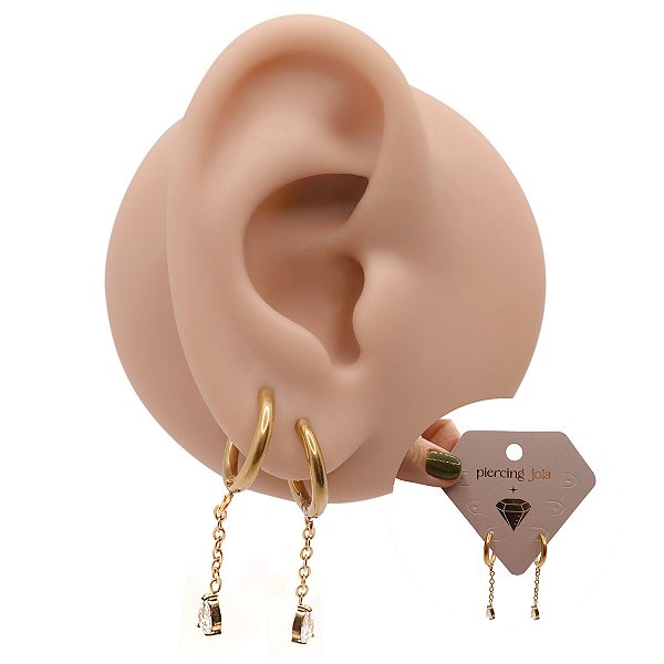 Brinco em Aço Cirúrgico Pingente Gota