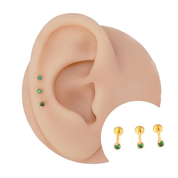 Piercing Australiano em Titânio Plug Flat Verde Color