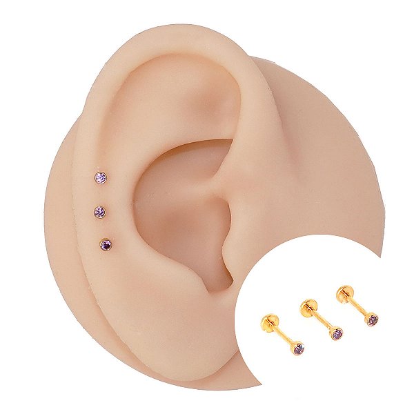 Piercing Australiano em Titânio Plug Flat Lilac Color
