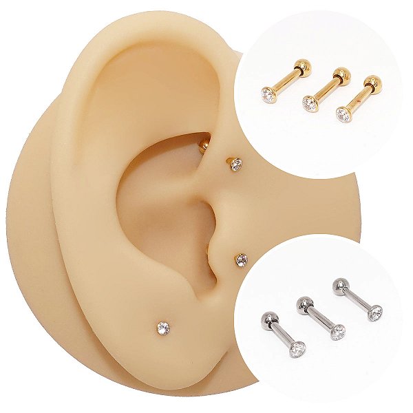 Piercing Minimalista em Titânio PVD 1.0 Cristal