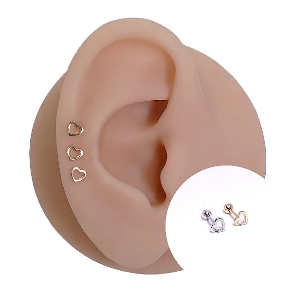 Piercing Australiano Microbell em Ouro 18K Heart