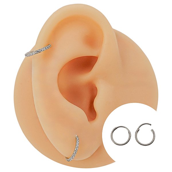 Piercing em Aço Argola Tubo Cravejada Clicker