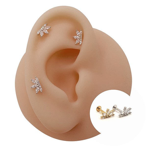 Piercing Labret em Ouro 14K Plug Mini Valentina