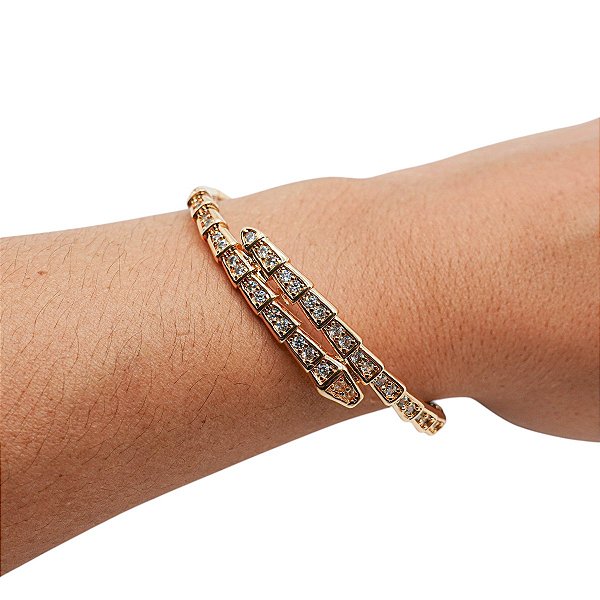Pulseira Bracelete Folheado Snake