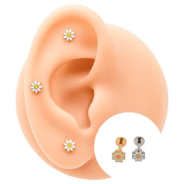 Piercing Labret em Titânio Flor Margarida