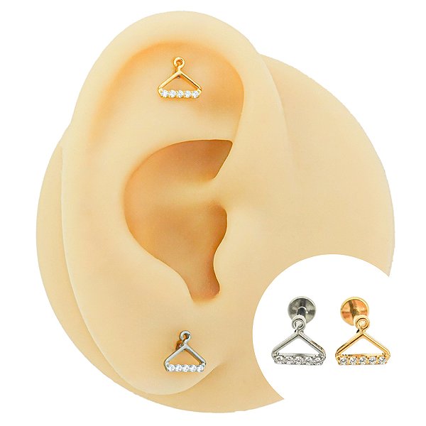 Piercing Labret em Titânio Cabide Zircônias
