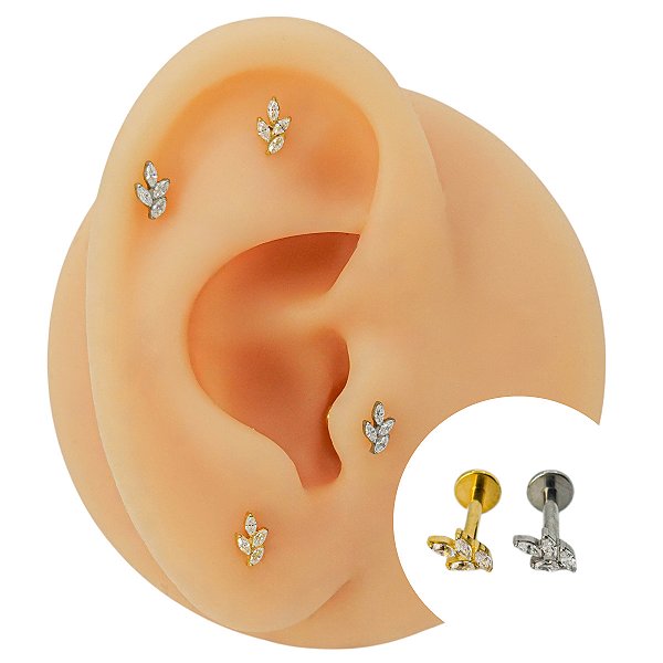 Piercing Labret em Titânio Mini Ramo