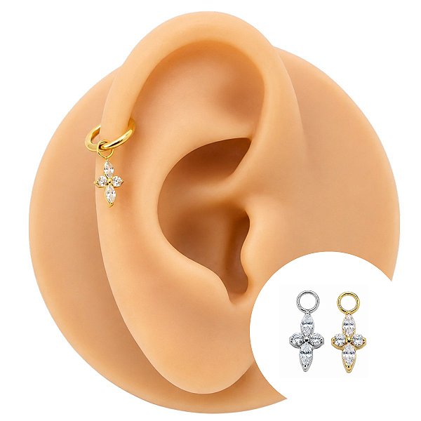 Pingente para Piercing em Titânio Flor Daphne