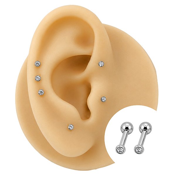 Piercing Australiano em Titânio com Zircônia 0,8mm