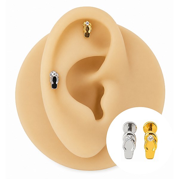 Piercing Labret em Titânio Chinelo Zircônia