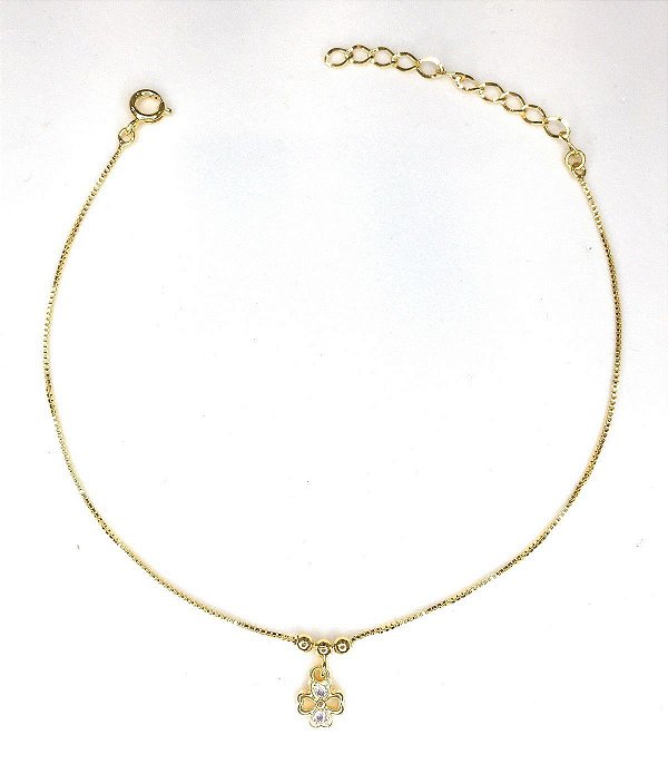 TORNOZELEIRA OURO FLOR STRASS