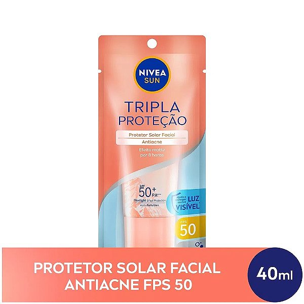 Protetor Solar Facial Nivea Sun Tripla Proteção Antiacne Fps 50 (40ml) -  Little Cosméticos