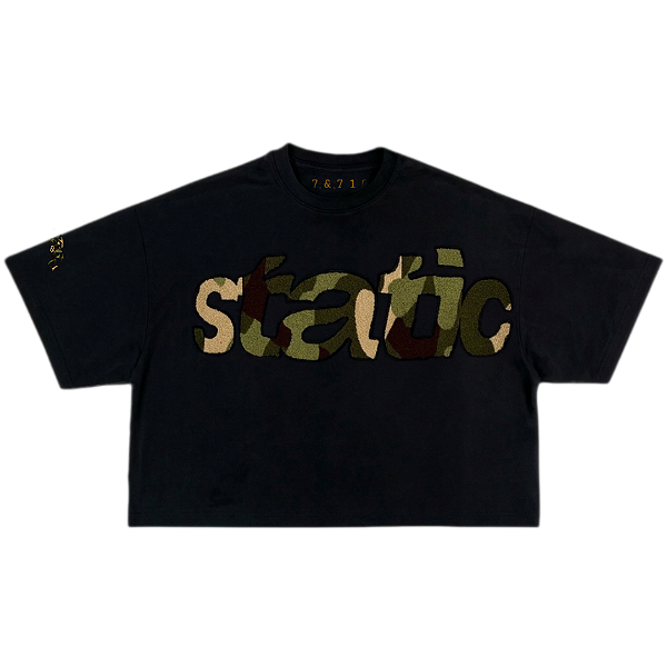 CAMISETA BOXY DIGITAL CAMUFLADO STATIC (BLACK))