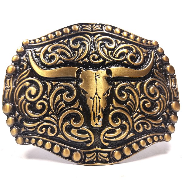 Fivela Country Longhorn 007 - Ouro Velho